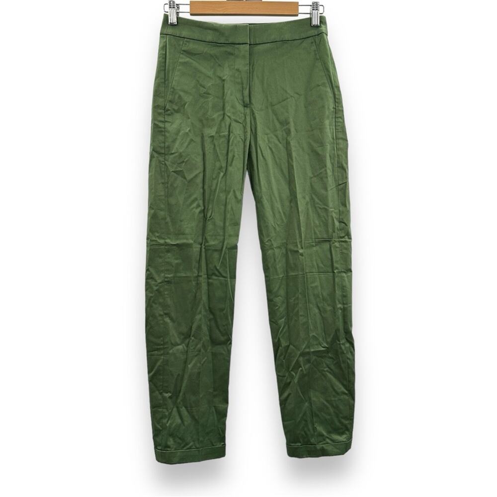 J. Crew Kate Cuffed‎ Straight Leg Pants in Lightweight Chino Green Sz 0 NEW